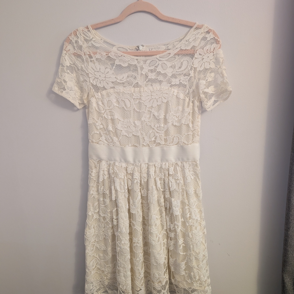 Modcloth Cream Lace Mini Dress